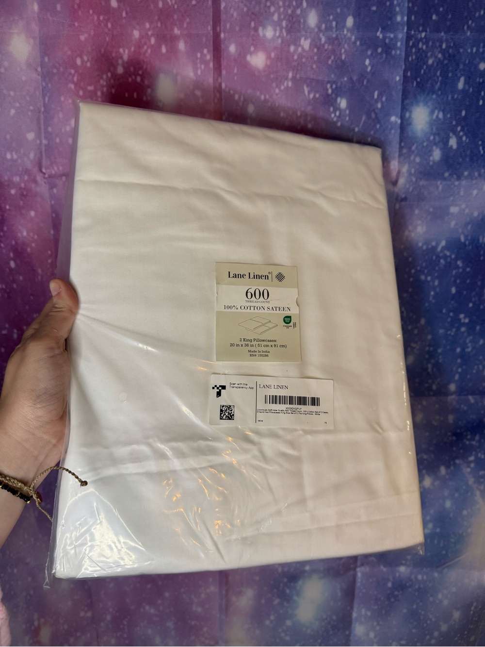New lane linen 100% cotto. Sateen 2 king pillow cases